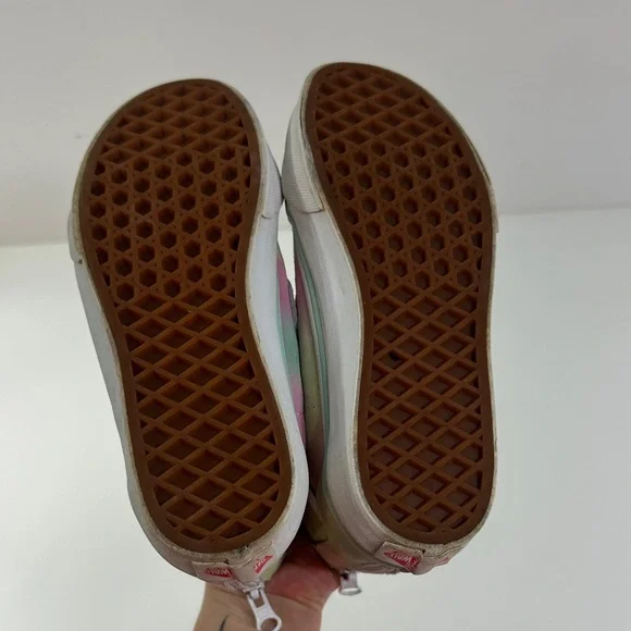 High-Top Tie-Dye Canvas Zip Up Vans Sneakers - Pastel Pink & Green - Picture 9 of 13